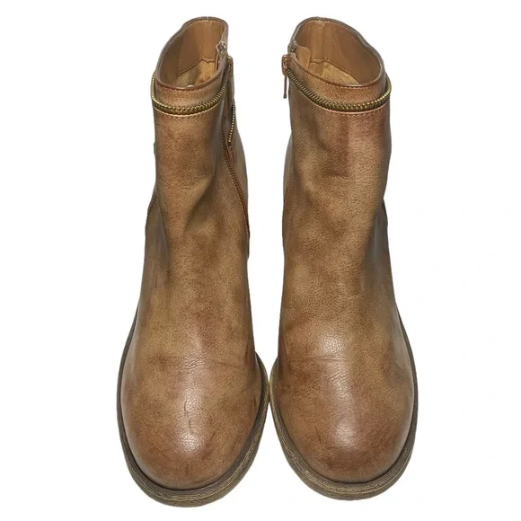 Gianni Bini Brown Ankle Boots Women Sz 9.5M 2 Sided Zip Buckle Belt Ankle Shoes - Picture 5 of 13